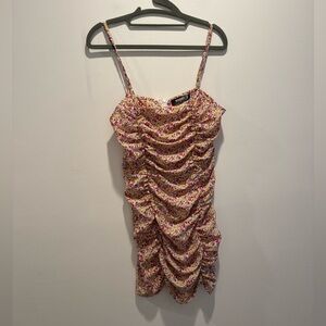 Missguided Floral Ruched Mini Dress
